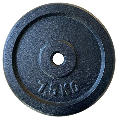 FXR Sports Solid 1 Standard Cast Iron Weight Plates (1.25kg, 2.5kg, 5kg, 7.5kg, 10kg) (2 x 7.5kg)