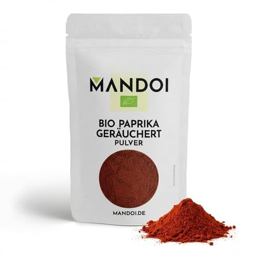 Mandoi Bio Paprika Pulver geräuchert, 200g Smoked Paprikapulver zum BBQ, Grillen, Pommes, Gemüse