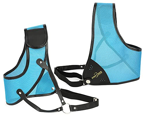 SHARROW Bogenschießen Brustschutz Verstellbarer Atmungsaktiv zum Schutz des Linken Brust Schutzausrüstung für Outdoor Sport Jagdschießen (M, Blau)