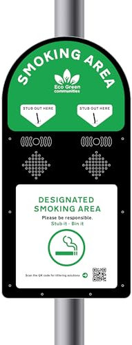 Ecogreenliving Commercial Metal Large Wall or post-mounted Cigarette Bin for Outdoors - with lock and removable tray for use Outdoors, public spaces, restaurants, hotels, and bars