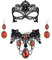 Finrezio Gothic Schmuck Set Halloween Schwarz Spitze Halskette und Ohrringe Set für Damen Gothic Rot Anhänger Spitze Choker Halloween Schmuck Set für Halloween-Kostüm Cosplay