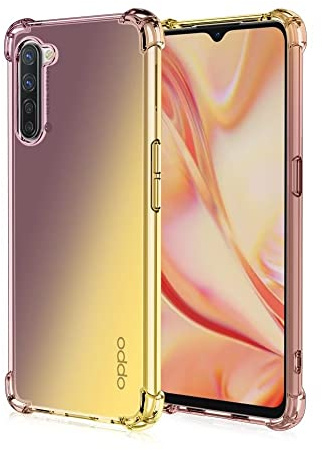 HONLEN Hülle für Oppo Find X2 Lite Case, (6.4 Inches) Transparent Farbverlauf Design TPU Silicone Handyhülle, Verstärkung mit Vier Ecken Cover Schwarzes Gold