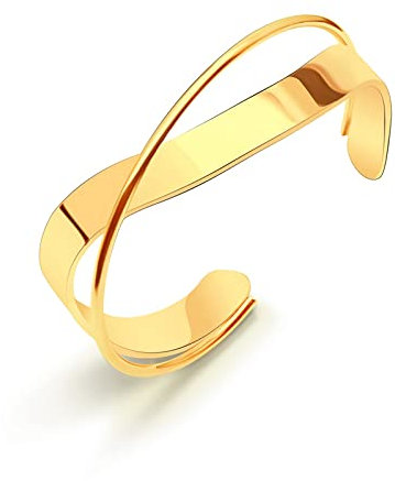 FLUIDABLE Ashley Bracelet Femme Plaqué or 18 Carats, Bracelet Jonc Ouvert Réglable, Bracelet Manchette Couche, Cadeau D'anniversaire(Dore)