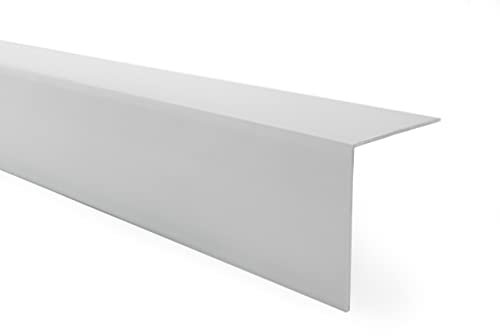 QUEST Cornière PVC Rigide Autoadhésive – Baguette d’Angle de Protection en PVC Dur pour Mur et Rebord – Profilé de Coin – 15x15mm, 200cm, gris