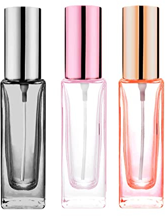 Mini Botella de Perfume de Viaje Vacía 10ml, 3 Pulverizadores de Botellas de Agua Perfumada Vacíos, Pulverizadores de Perfume de Vidrio Pequeño, con Gotero de Embudo y Boquilla Larga
