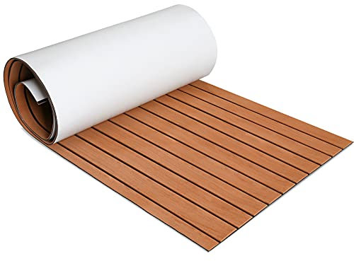 Izrielar Eva-Teak Schaum Deckbeschläge Boot Matte, Teak Decking Marine Boot Bodenbelag, wasserdicht Selbstklebend ungiftig rutschfest Matte,240 x 90 cm, Braune