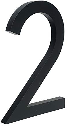 HASWARE Floating House Number 4 inch Stylish Door Numbers Alphabet Plaque Street Home Address Numerals (Small 2, Black)