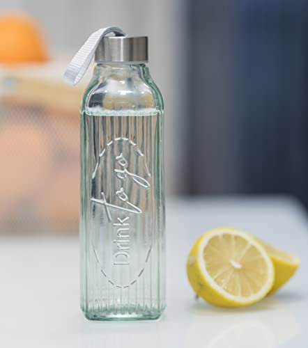 Happy Deko Glasflasche/Trinkflasche to go 640 ml klar Glas Flasche (26119000)