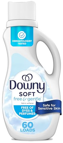 Downy Free & Gentle Liquid Fabric Softener, 44 fl oz, 60 Loads, Hypoallergenic, Sensitive Skin Friendly Fabric Conditioner Liquid