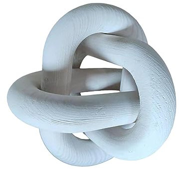 YUSSEQDD Boho Wood Chain Link Knot Sculpture Crafts Party Cabinet Living Room Beautiful and Intricate Artwork, White