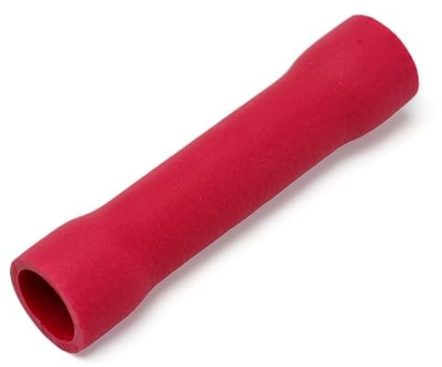 100 Pack Insulated Straight Butt Connectors Electrical Wire Crimp Cable Terminals (Red 3.3mm)