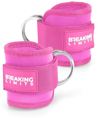 BREAKING LIMITS Ankle Cuffs for Cable Machines - Gym Ankle Straps - Leg Straps - Pink