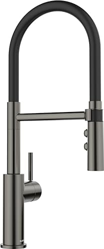 BLANCO CATRIS-S Flexo | Küchenarmatur in satin dark steel | Hochdruck | Mit herausziehbarem Schlauch | Wechsel von Klarstrahl in Brausestrahl | Gesicherte Wasserqualität & wassersparend