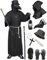 Geplaimir Pestdoktor Kostüm Herren Pestarzt Karneval Kostüm Plague Doctor Cosplay Outfit mit Pestmaske Zepter Hut Handschuhe Mittelalter Steampunk Pest Kostüm für Halloween Fasching G072XL