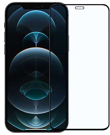 OcioDual 2x Protector de Pantalla Cristal Templado con Marco Negro para iPhone 12 Pro Max, Vidrio Premium con Borde 9D y Dureza 9H, Antigolpes, Anticaídas, Antiarañazos