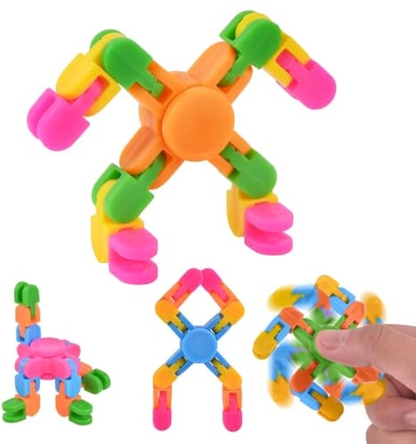Ainiv 4PCS Dekompressions Fingergyroskope, Fingertip Spin Toy, Sensorische Fidget-Spinner Spielzeug, Transformierbare Mechanische Spinner Kreisel Stressabbau Spielzeug, Geschenk für Kinder/Erwachsene