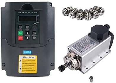 Moteur de broche refroidi par air CNC 1.5kw broche moteur carré CNC broche de refroidissement par Air 1500W broche de fraisage refroidie par Air + 1.5KW VFD onduleur + 13 pièces/ensemble ER11 Pour fra