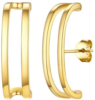 FOCALOOK Ohrstecker Gold Silber Ohrringe Damen 925 Ohrringe Gold C förmige Ohrringe Piercing Ohr Ohrhänger Gold Schmuck für Damen