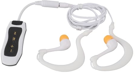 Waterproof Swimming MP3 Player, IPX8 8G Memory Swimming Headset Rubber Coated, USB Music Player with Earphone, for Swimming Diving Running Cycling (White)