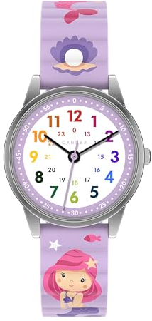 Cander Berlin MNA 0430 M Kinderarmbanduhr Klettverschluss Magnet Armbanduhr Kinder Mädchen 3 ATM wasserdicht analog Lernuhr Meerjungfrau rosa