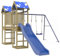 vidaXL Spielturm, Klettergerüst mit Dach Rutsche Schaukeln Brücke, Kinder Kletterturm Spiel-Zubehör für Garten, Holz Spielplatz Spielhaus, Kiefernholz Imprägniert