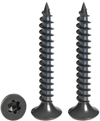 Drenky Lot de 50 Vis M5 x 25 mm vis à bois Torx noires - Avec tête fraisée en acier inoxydable A2 - Filetage complet - Vis autotaraudeuses - Vis universelles Torx TX25