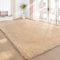 Sour Lemon Teppich, Wohnzimmer, 275 x 370 cm, Beige, Teppich, für Schlafzimmer, waschbar, rutschfest, extra groß, zottelig, weich, flauschig, modern, Bodenteppich, Matte neben dem Teppich für