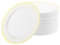 MOUYAT 60PCS Gold Rim Plastic Plates, 19cm Whit Elegant Plastic Plates, Reusable Party Dinner Dessert Plates for Wedding, Casual Gathering