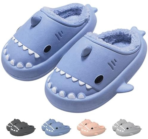 IDEINER Winter Hai Pantoffeln Shark Geschlossene Hausschuhe Gr. 36-45 | Plüsch Gefüttert, Wasserdichte Rutschfeste Schuhe mit Dicker Weicher Sohle, Warme Süße Hausschuhe