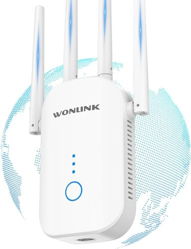 Ripetitore WiFi Potente, 1200Mbps WiFi Extender 5GHz & 2,4GHz Dual Band Supporta 3 Modalità, con WPS Funzione, 1 Porta Ethernet, 4 Antennes Bianco