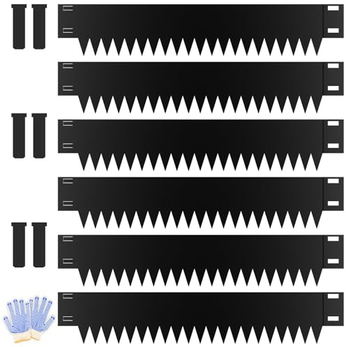 Ganeekiron Metal Landscape Edging 6-Pack, Galvanized Steel Garden Edging - 40 L x 6 H Strips - Metal Edging Border w/ 6 Clips - Edge for Lawn Yard, Black