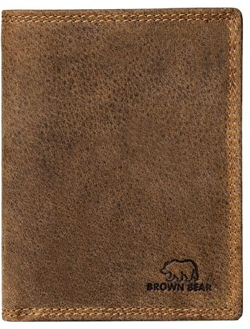 Brown Bear Ausweisetui Leder Braun Vintage ohne Münzfach mit RFID-Schutz - Echtleder Kartenetui für Damen und Herren - Geldbörse für Kfz-Schein - Portemonnaie für 9 Karten - BB 8015 HBR