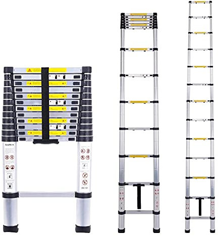 Telescoping Aluminum Ladder for Roof Tent Loft Attic 8m/7m/6.2m/5m/4m/3.8m/2.6m Tall Heavy Duty 150kg Load Capacity