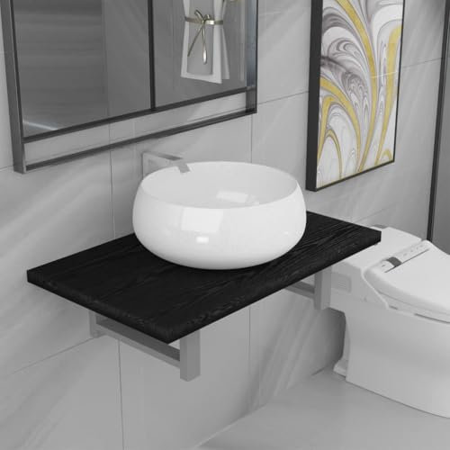 LAPOOH Conjunto de Muebles de baño 2 Piezas cerámica Negro, Muebles para Baño, Muebles para Lavabo, Armario Baño - 279338