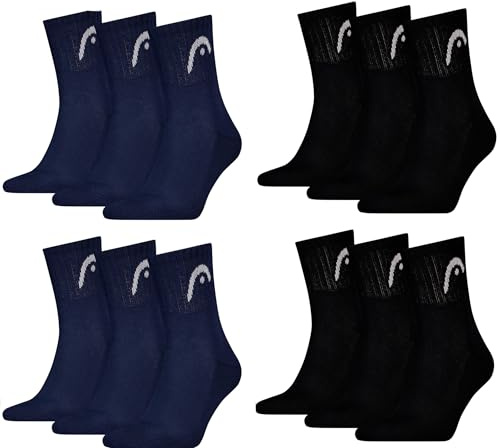 HEAD Herren Unisex Short Crew Sportsocken 12er Pack (39-42,Black/Navy)