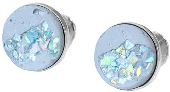 Concrete Jungle | Ohrstecker TARA Damen | 316L Edelstahl | Ohhrringe rund | Silber-Schmuck Beton | Geschenk Freundin, Mama, Tochter, Frau Geburtstag | Echtschmuck (Blue Crystal Silver)