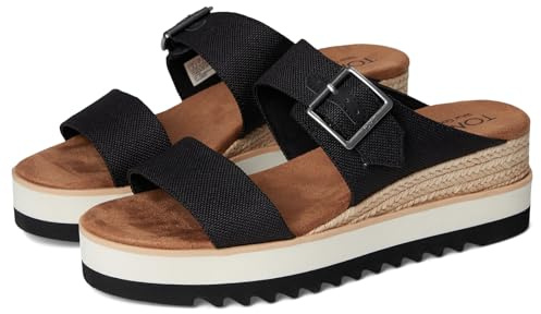 TOMS Women's Diana Mule Bukle Wedge Sandal, Black, 7 UK