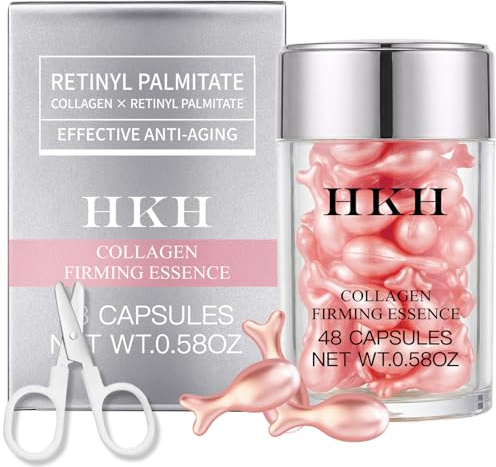 Sérum Nuit Rétinol HKH Visage (48 gélules) : huile anti-âge Vitamines A & E pour femmes. Raffermit, lisse et hydrate. Format voyage.