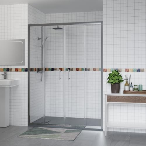 Aquariss 1500x900mm Shower Enclosure Wetroom Cubicle Chrome with 1500mm Sliding Double Shower Screen Doors 6mm Easy Clean Glass, Anthracite SMC Anti Slip Shower Tray and Free Waste