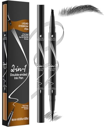 Microblading Eyebrow Pen Black, Eyebrow Pencil Waterproof, Brow Pen Naturally 2-in-1 Dual-Ended, Brow Pencil With Micro-4 Fork Tip, Eyebrows Makeup For Women And Girls