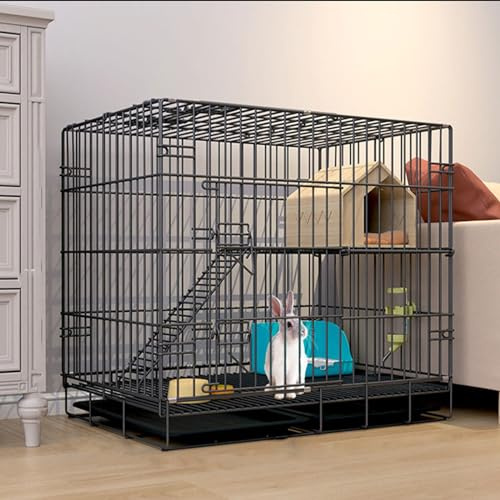 Kaninchenkäfig Indoor Hasenstall Klappbar Metall mit herausziehbarer Wanne - Kleintierhaus für Frettchen Chinchilla Igel