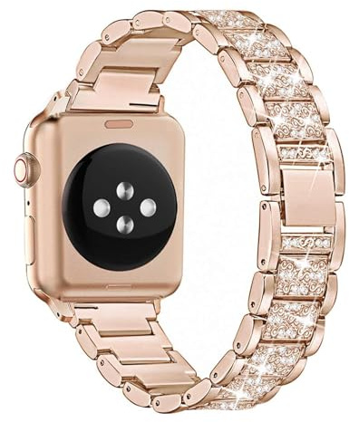 Cesicersi Bracelet pour Apple Watch Series 11/10/9/8/7/6/5/4/3/SE/Ultra Femme - Bracelet en Acier Inoxydable avec Cristaux étincelants, Compatible avec iWatch 38/40/41/42/44/45/46/49mm