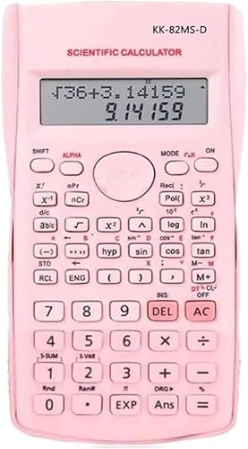 KK-82MS-D Calcolatrice Scientifica Portatile con 240 Funzioni Ingegneristiche, Display a Doppia Linea, Materiale Scolastico per Studenti, Insegnanti e Professionisti, Ufficio/Uso Domestico (Rosa)