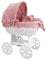Wiklinopol Stubenwagen, Moseskorb Baby mit Gestell Annabell – Bollerwagen mit Rollen aus Naturweide – inkl. Matratze & 5-TLG. Rosa Musselin-Bettwäsche – Korb: Weiß