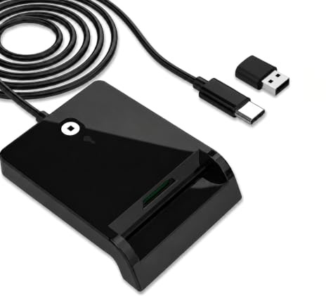 Cryptnox® Kontakt-Smartcard-Leser (CAC) – USB-C & USB-A Kartenleser für Common Access Cards – CCID- & ISO-7816-kompatibel – Für Windows, macOS & Linux – RoHS- & CE-Zertifiziert (Schwarz)