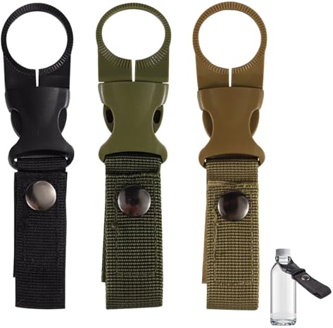 3 PCS Outdoor Water Bottle Holder Belt Clips, Multicolor Nylon Webbing Buckle Straps, Hanging Water Belt for Cycling Camping Hiking Outdoor Traveling