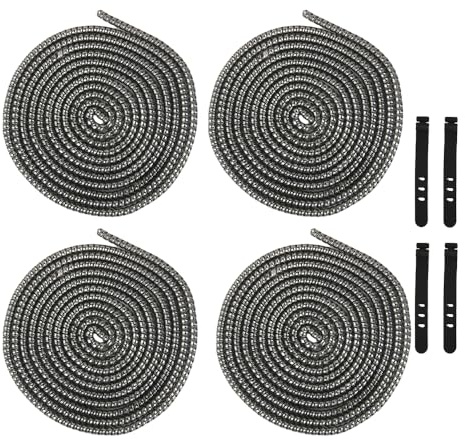 QLD COVER 4pcs 1.6M(5.25FT) Spiral Cable Protector, Multicolor Suitable for Most Phone/Pad/Laptop USB Wire Cord Savers Protection Cover Anti-break Wrap Charger Data Line Cables Sleeves, Laser Black