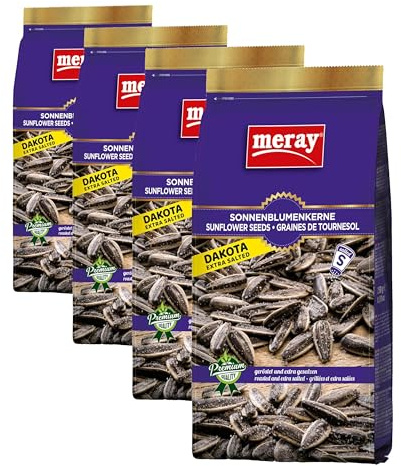 MERAY Graines de tournesol Dakota grillées et extra salées 250g (Lot de 4)