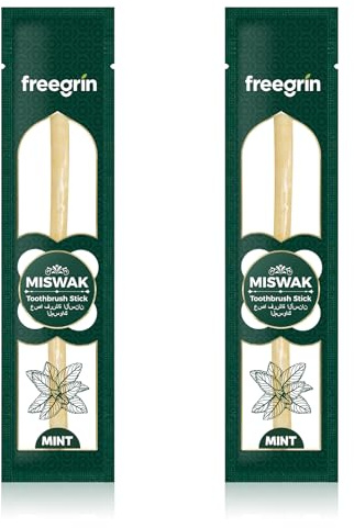 2 Stück Natürliche Miswak Sticks Siwak Zahnbürste für Weiße Zähne, Gesundes Zahnfleisch und Frischen Atem, Traditionelle Mundpflege ohne Zusatzstoffe, Ideal für Reisen & Alltag Zahnpflege, Minze