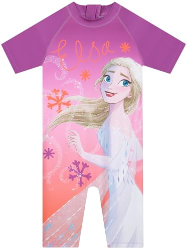 Disney Badeanzug Kinder Mädchen, Schwimmanzug Mädchen Und Schwimmanzug Kinder Mit ELSA Frozen, Einteiliger Badeanzug In Lila Für Sommer